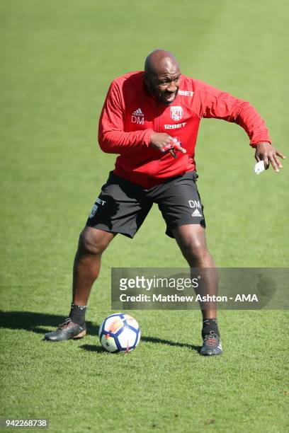 Darren Moore - First Team Coach takes the training session during a West Bromwich Albion training session on April 5, 2018 in West Bromwich, England.