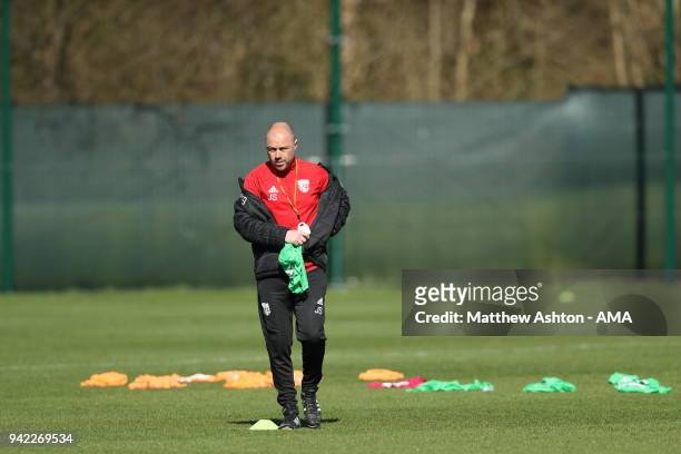 Jimmy Shan the West Bromwich Albion Senior Professional Development Phase Coach during a West Bromwich Albion training session on April 5, 2018 in...
