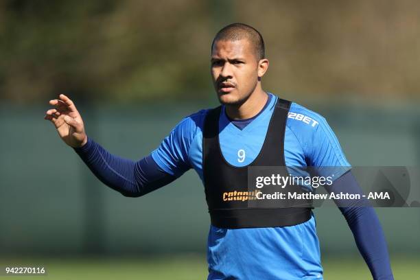 Salomon Rondon of West Bromwich Albion during a West Bromwich Albion training session on April 5, 2018 in West Bromwich, England.