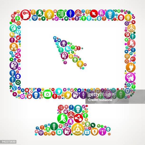 computer monitor vector icon pattern background - powered exoskeleton stock illustrations