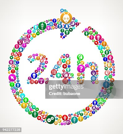 24小時服務向量圖示模式背景 24小時服務向量圖示模式背景