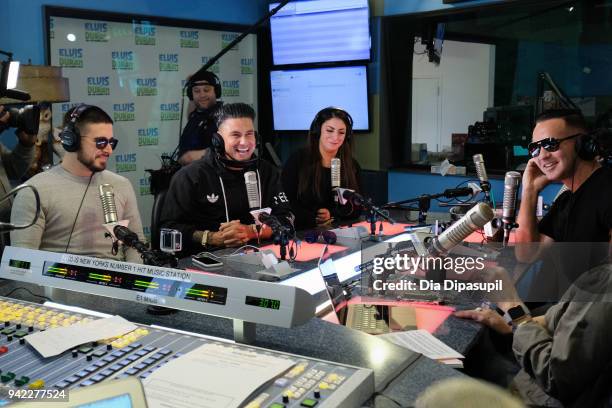 Vinny Guadagnino, Paul "Pauly D" DelVecchio, Deena Nicole Cortese, and Mike "The Situation" Sorrentino visit the "The Elvis Duran Z100 Morning Show"...