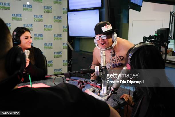 Deena Nicole Cortese, Greg T, and Nicole "Snooki" Polizzi at the "The Elvis Duran Z100 Morning Show" at Z100 Studio on April 5, 2018 in New York City.