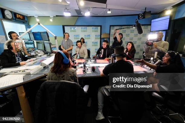 Elvis Duran interviews the cast of "Jersey Shore Family Vacation" Vinny Guadagnino, Paul "Pauly D" DelVecchio, Mike "The Situation" Sorrentino, Deena...