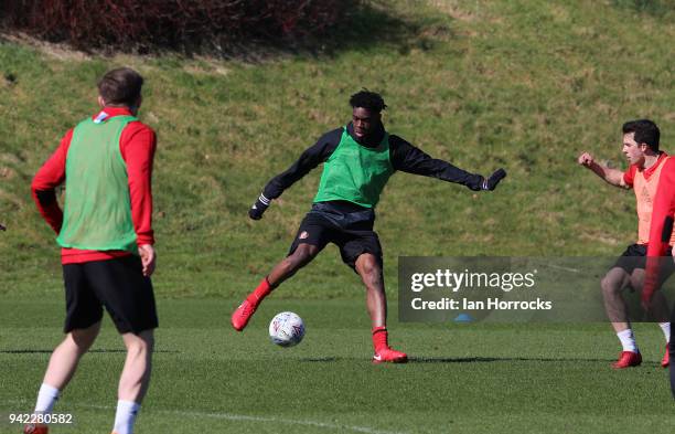 Ovie Ejaria during a Sunderland training session at The Academy of Light on April 5, 2018 in Sunderland, England.