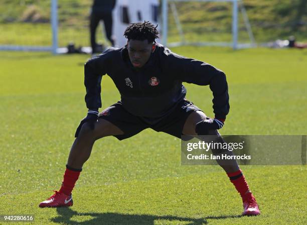 Ovie Ejaria during a Sunderland training session at The Academy of Light on April 5, 2018 in Sunderland, England.