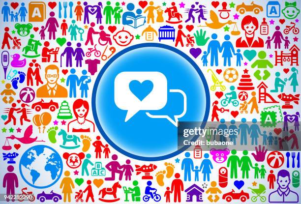 romantic speech bubbles family and parenthood vector icon pattern - empty playground stock illustrations