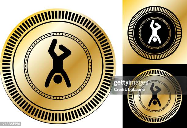 man up side down icon - handstand stock illustrations