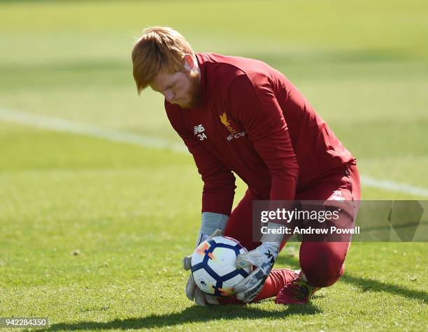 Adam Bogdan of Liverpool during a training session at Melwood Training Ground on April 5, 2018 in Liverpool, England.