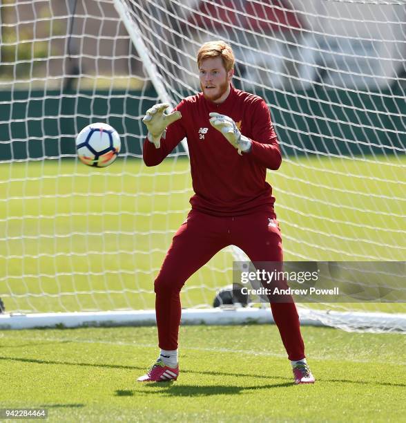 Adam Bogdan of Liverpool during a training session at Melwood Training Ground on April 5, 2018 in Liverpool, England.