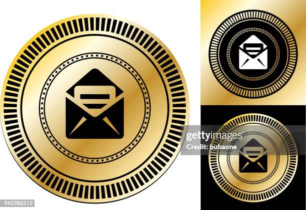 email open envelope icon - gold envelope stock illustrations