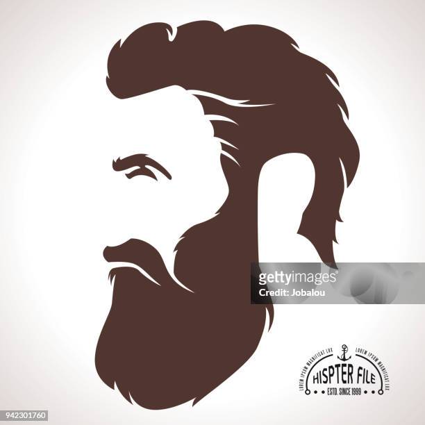 hipster silhouette profile man - beard stock illustrations