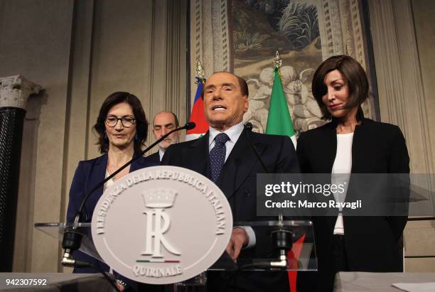 ROMA 5 APRILE 2018 CONSULTAZIONI AL QUIRINALE PER LA FORMAZIONE DEL NUOVO GOVERNO NELLA FOTO MARIA STELLA GELMINI - SILVIO BERLUSCONI - ANNA MARIA...