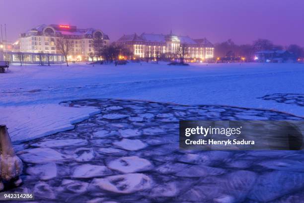 sopot skyline at evening - molo stock pictures, royalty-free photos & images