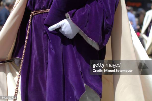 nazarenes in the holy week parade - semana santa imagens e fotografias de stock