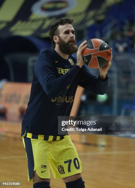 Luigi Datome, #70 of Fenerbahce Dogus in action during the 2017/2018 Turkish Airlines EuroLeague Regular Season Round 30 game between Fenerbahce...