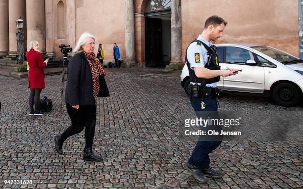 Mother to murdered Kim Wall, Ingrid wall, leaves Copenhagen City Court on the 10th day of the murder case against Peter Madsen on April 05, 2018 in...