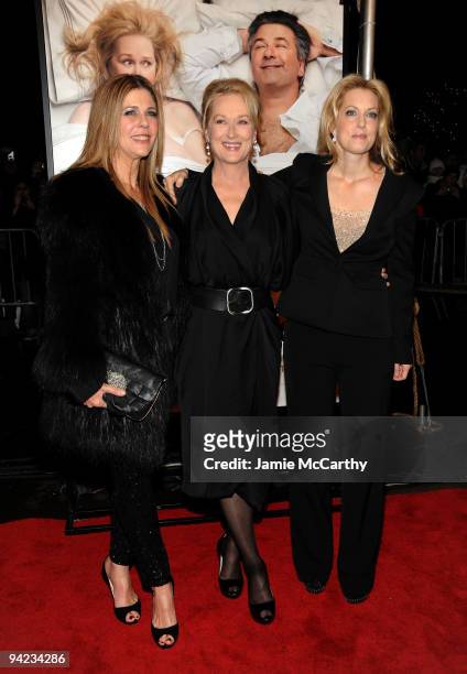 Actresses Rita Wilson, Meryl Streep and Alexandra Wentworth attend the New York premiere of "It's Complicated" at The Paris Theatre on December 9,...