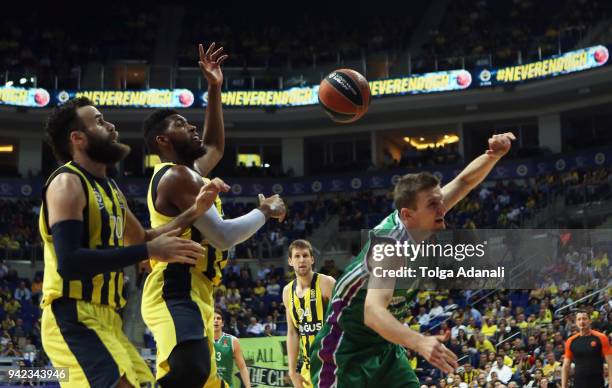 Alberto Diaz, #9 of Unicaja Malaga in action with Jason Thompson, #1 of Fenerbahce Dogus during the 2017/2018 Turkish Airlines EuroLeague Regular...