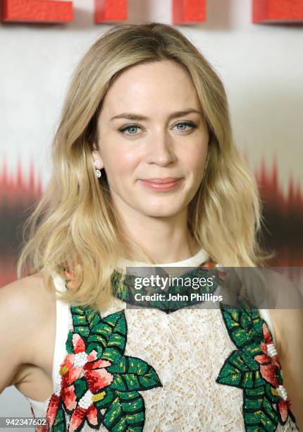 Actor Emily Blunt attends "A Quiet Place" screening at the Curzon Soho on April 5, 2018 in London, England.