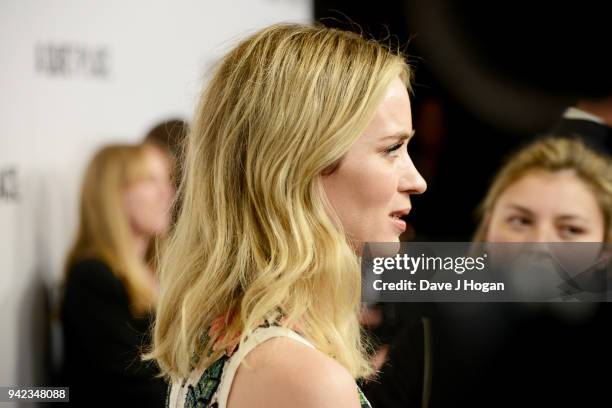 Emily Blunt attends a screening of "A Quiet Place" at Curzon Soho on April 5, 2018 in London, England.