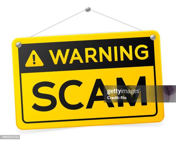 warning scam sign - corporate theft stock illustrations