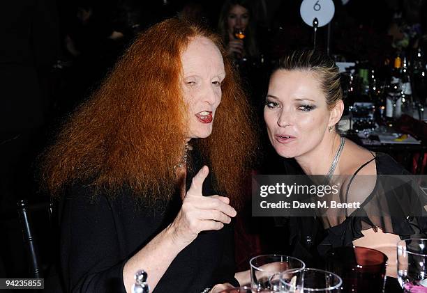 Grace Coddington and Kate Moss attend the British Fashion Awards at the Royal Courts of Justice, Strand on December 9, 2009 in London, England.