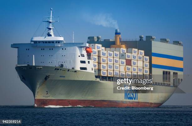 The Matson Inc. Mokihana cargo ship enters the Port of Long Beach in Long Beach, California, U.S., on Wednesday, April 4, 2018. The U.S. Trade...