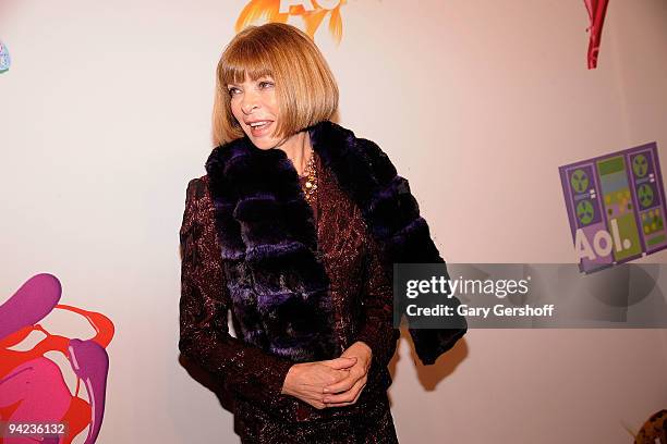Editor -in- chief of American Vogue, Anna Wintour, attends the AOL Spin Party at the New York Stock Exchange on December 9, 2009 in New York City.