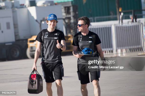 Philipp Oettl of Germany and Sudmetall Schedl GP Racing KTM greets and walks in paddock during the MotoGp of Argentina - Previews on April 5, 2018 in...