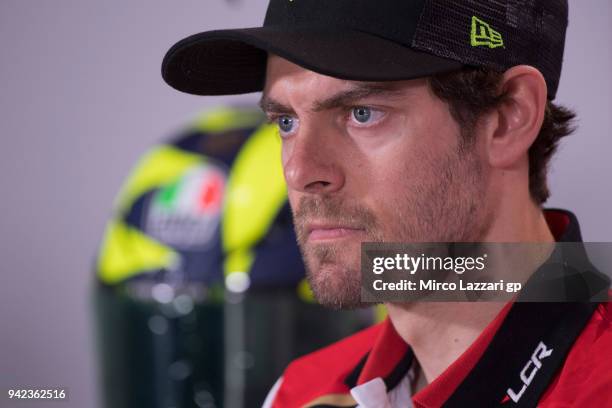 Cal Crutchlow of Great Britain and LCR Honda looks on during the press conference pre-event during the MotoGp of Argentina - Previews on April 5,...