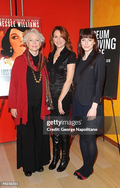 Ellen Burstyn, Bryce Dallas Howard and Jodie Markell attend Tennessee Williams on Screen and Stage at The Times Center on December 9, 2009 in New...
