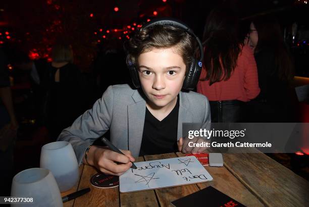 Noah Jupe attends an immersive VIP Fan Screening of 'A Quiet Place' on April 5, 2018 in London, England.