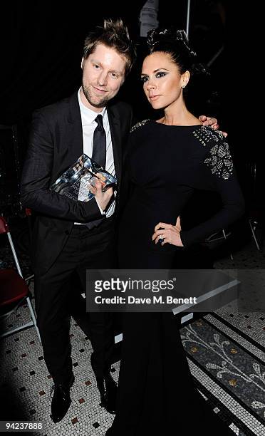 Christopher Bailey and Victoria Beckham attend the British Fashion Awards at the Royal Courts of Justice, Strand on December 9, 2009 in London,...