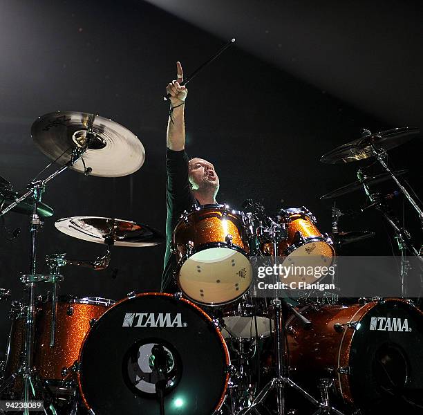 Drummer Lars Ulrich of Metallica performs at ARCO Arena on December 8, 2009 in Sacramento, California.