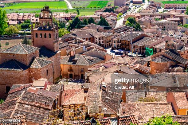 view of ayllón from torre la martina, segovia, spain - segovia stock pictures, royalty-free photos & images