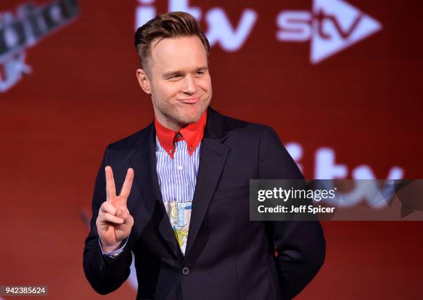 Judge Olly Murs attends the pre-final event for 'The Voice' at Elstree Studios on April 5, 2018 in Borehamwood, England.