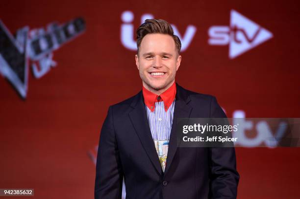 Judge Olly Murs attends the pre-final event for 'The Voice' at Elstree Studios on April 5, 2018 in Borehamwood, England.