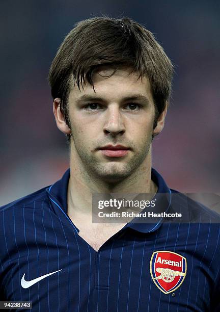 Tom Cruise of Arsenal in action during the UEFA Champions League Group H match between Olympiakos and Arsenal at the Georgios Karaiskakis Stadium on...