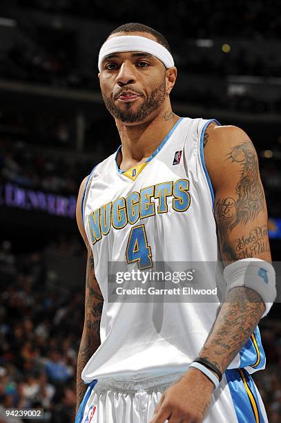 Kenyon Martin of the Denver Nuggets looks on during the game against the New Jersey Nets at Pepsi Center on November 24, 2009 in Denver, Colorado....