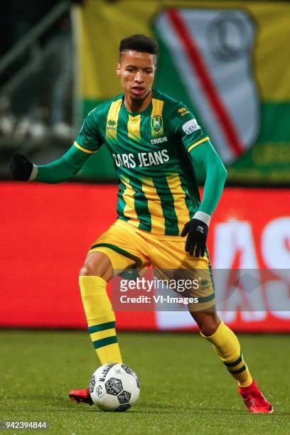 Tyronne Ebuehi of ADO Den Haag during the Dutch Eredivisie match between ADO Den Haag and VVV Venlo at Cars Jeans stadium on January 20, 2018 in The...
