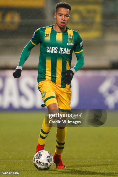 Tyronne Ebuehi of ADO Den Haag during the Dutch Eredivisie match between ADO Den Haag and VVV Venlo at Cars Jeans stadium on January 20, 2018 in The...
