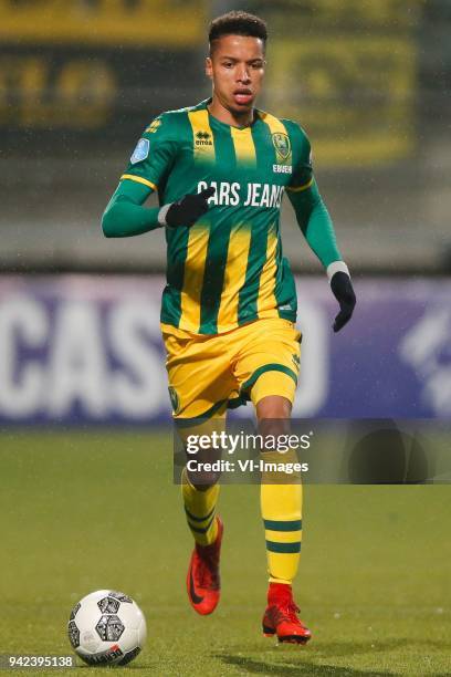 Tyronne Ebuehi of ADO Den Haag during the Dutch Eredivisie match between ADO Den Haag and VVV Venlo at Cars Jeans stadium on January 20, 2018 in The...