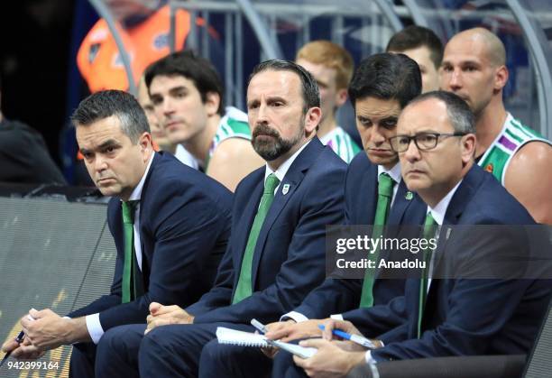 Head coach of Unicaja Malaga Joan Plaza looks on during the Turkish Airlines Euroleague basketball match between Fenerbahce Dogus and Unicaja Malaga...