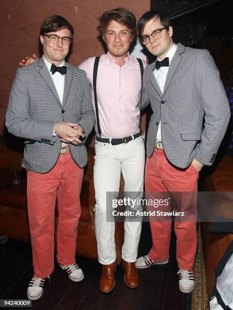 Musician Taylor Hanson poses for photos with DJs Andrew Andrew at the PAPER Magazine 5th Annual Nightlife Awards at M2 Ultra Lounge on December 9,...