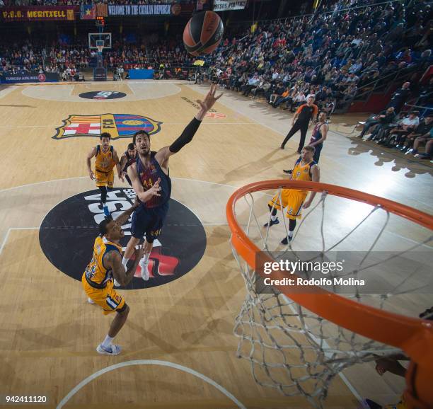 Ante Tomic, #44 of FC Barcelona Lassa in action during the 2017/2018 Turkish Airlines EuroLeague Regular Season Round 30 game between FC Barcelona...