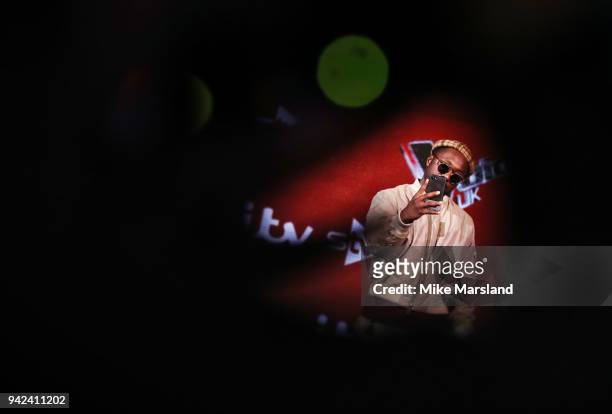Will.i.am attends the pre-final event for 'The Voice' at Elstree Studios on April 5, 2018 in Borehamwood, England.