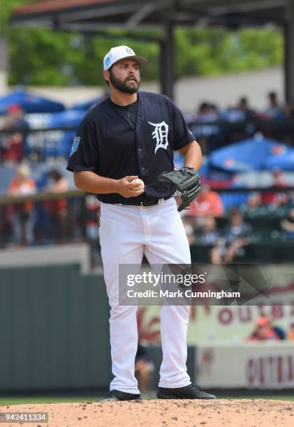 Michael Fulmer of the Detroit Tigers pitches during the Spring Training game against the Atlanta Braves at Publix Field at Joker Marchant Stadium on...