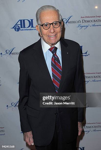 Director Walter Mirisch arrives at the ADL Los Angeles Dinner Honoring Steven Spielberg at The Beverly Hilton Hotel on December 9, 2009 in Beverly...