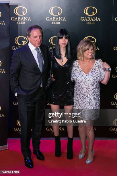Alejandra Rubio and her parents Terelu Campos and Alejandro Rubio attend the Alejandra Rubio 18th birthday party at Gabana Club on April 5, 2018 in...